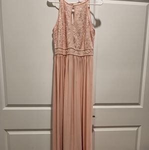 Sleeveless pink bridesmaid dress
